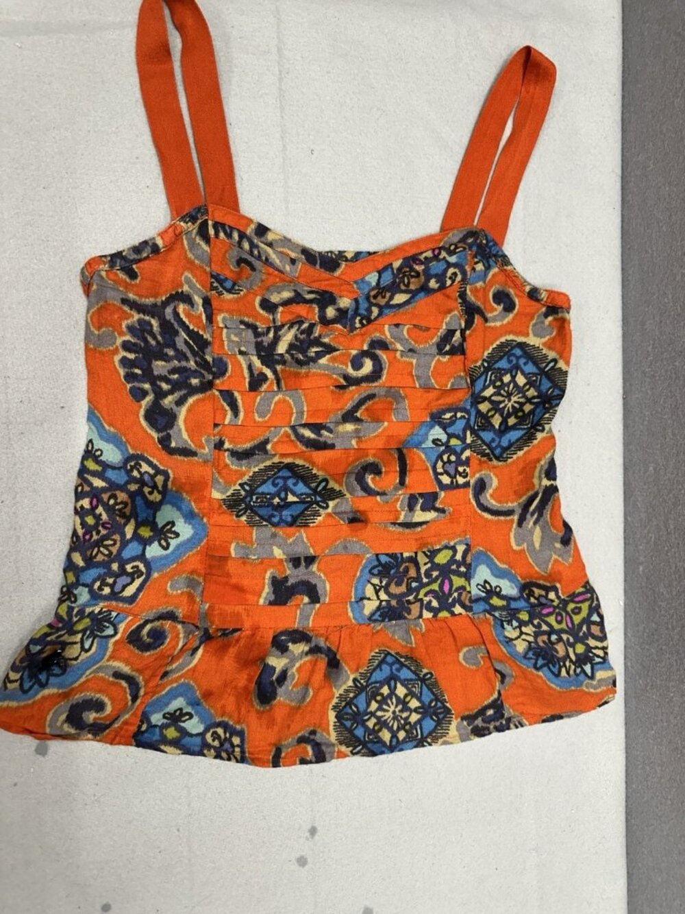 American Eagle Outfitters Camisole Womens S Orange Tank Top Sleeveless Ruffled